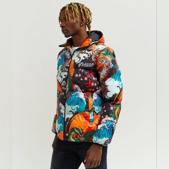 Reason Dragon Tiger Puffer Jacket size L - Picture 3 of 11